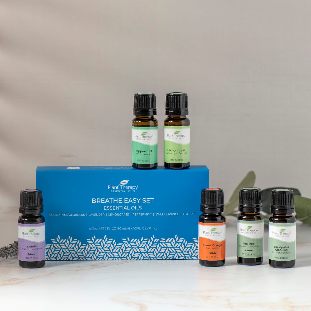 Plant Therapy Diffusible 10mL Essential Oils Set of 6, 1/3 Oz, Breathe Easy  